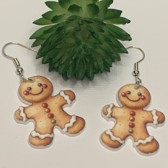 Jewelry - Gingerbread Man Earrings, Christmas Earrings, Funny Food Earrings, Holiday